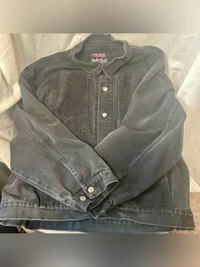 Vintage TANK Men's Black Washed Denim Jacket - Lightweight Shirt Jacket